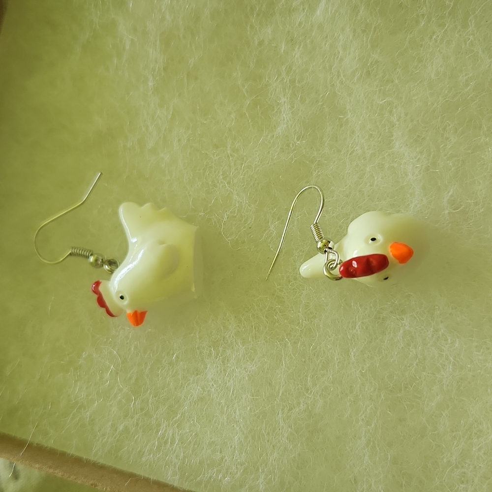 3d chicken earrings